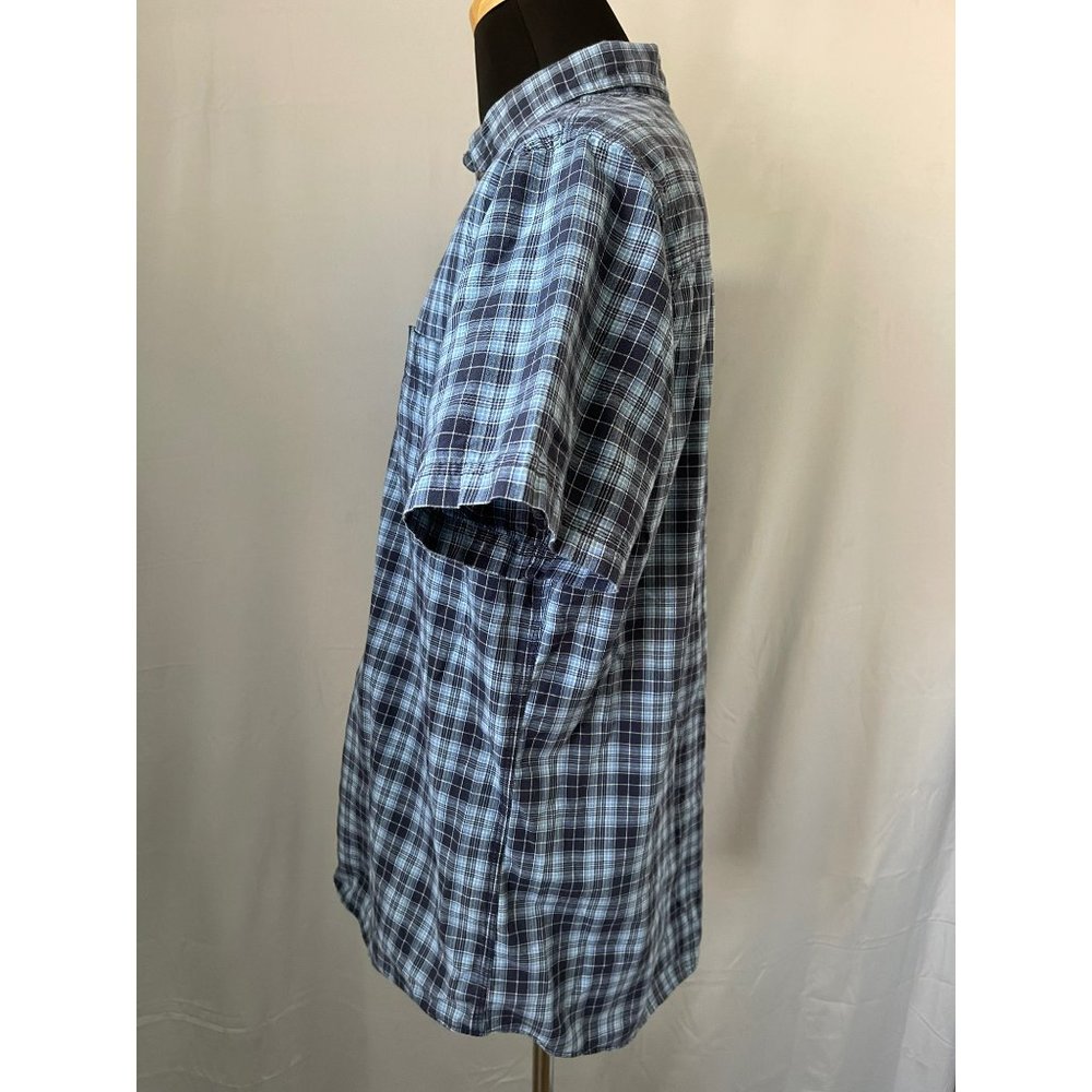G.H. Bass & Co. 2-Tone Blue Plaid Short Sleeve Button-Down Casual Shirt - Picture 5 of 12
